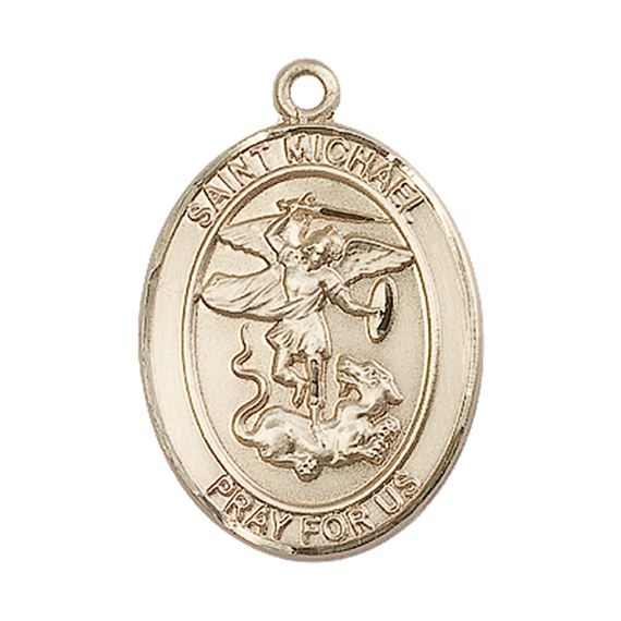 14KT GOLD ST MICHAEL MEDAL - 1" x 3/4"